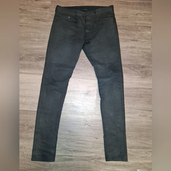 NWOT RAW WAXED & COATED BLACK JOHN ELLIOTT CAST 2 32W JEANS RARE COATING NWOT